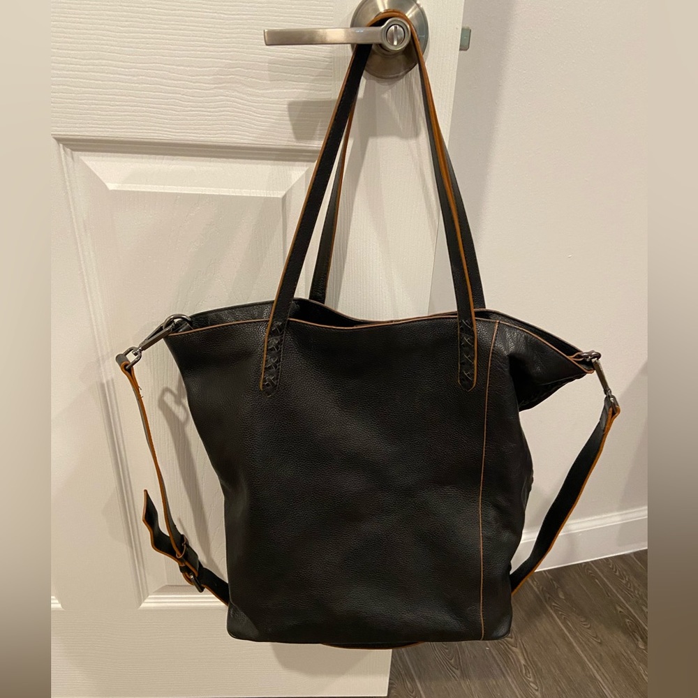 Tabitha Webb Leather Shoulder Bag 13” x 17” Black